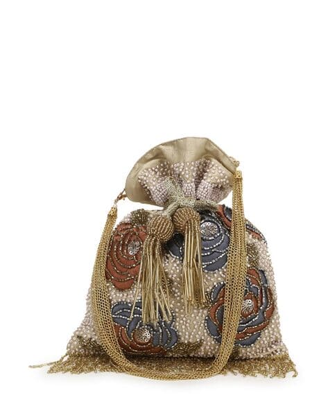 Embellished Potli Wristlet Bag with Drawstring