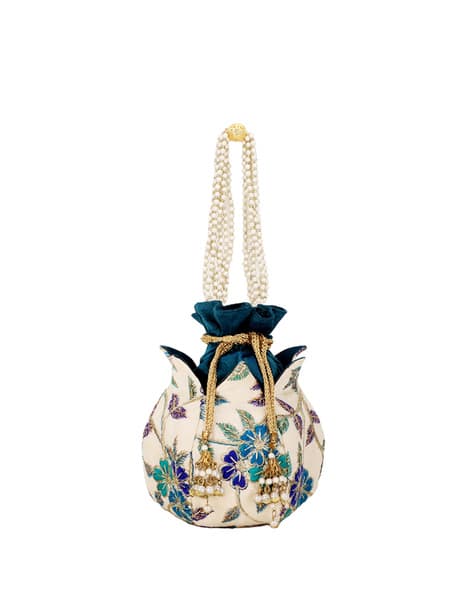 Embroidered Wristlet with Drawstring Closure