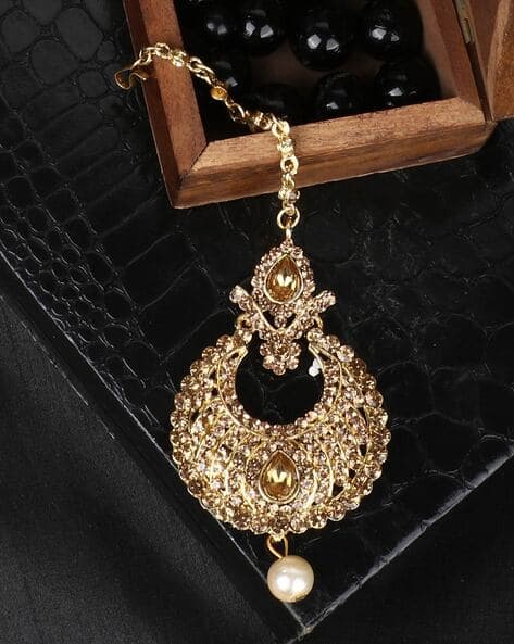 MTK-M-50130 Anikas Creation Designer Gold Plated Kundan Traditional Ethnic Maangtika