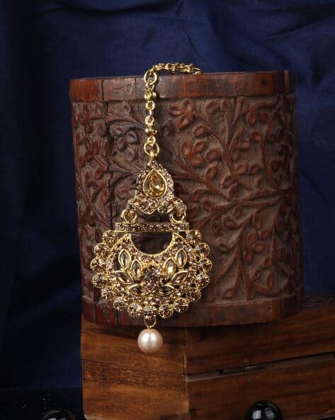 MTK-M-50131 Jadau Maangtika with Pearl Drop