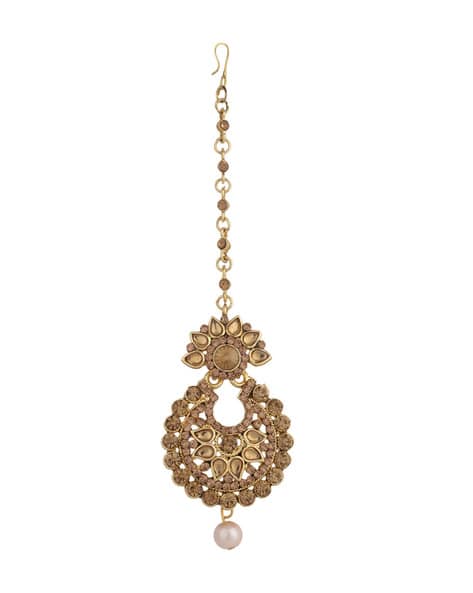MTK-M-50133 Anikas Creation Designer Gold Plated Kundan Traditional Ethnic Maangtika
