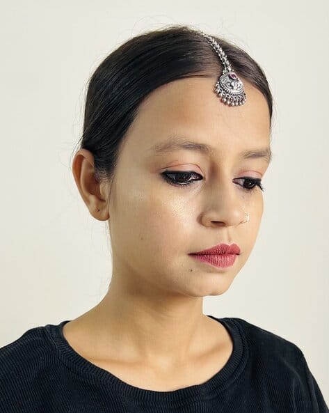Women Sterling Silver Oxidized Mangtika