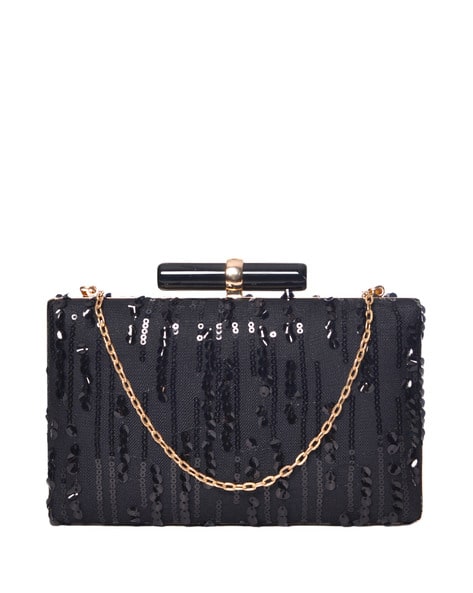 Embellished Clutch with Chain Strap