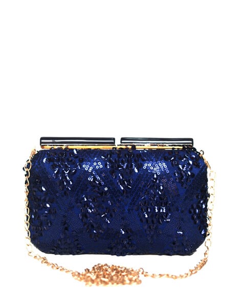 Embellished Clutch with Chain Strap