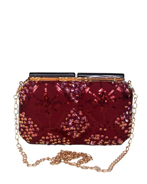 Embellished Clutch with Chain Strap