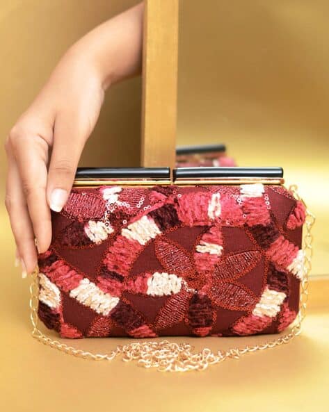 Embellished Clutch with Chain Strap