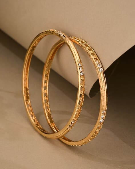 Set of 2 Women Gold-Plated Slip-On Bangles