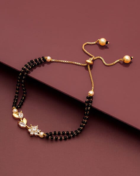 BV2335BG Stone-Studded Oxidised Gold-Plated Link Bracelet