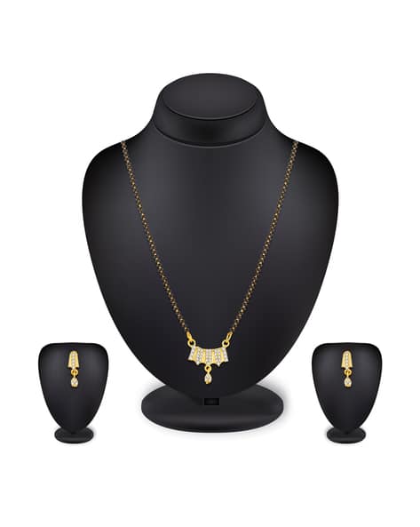 BV2581MS Gold-Plated Beaded Mangalsutra with Earrings