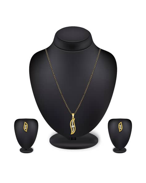 BV2583MS Gold-Plated Beaded Mangalsutra with Earrings