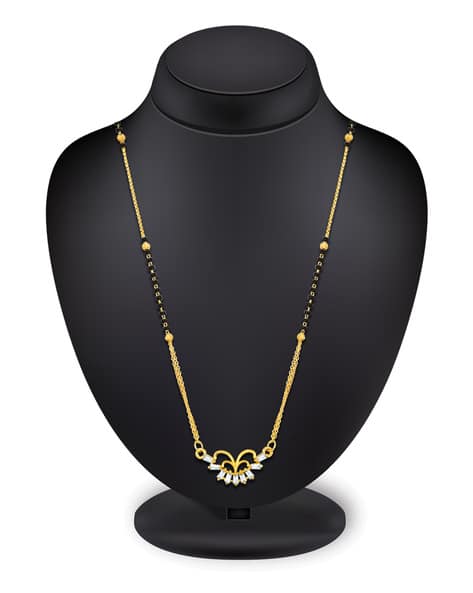 BV2612MS Gold-Plated American Diamond-Studded Mangalsutra