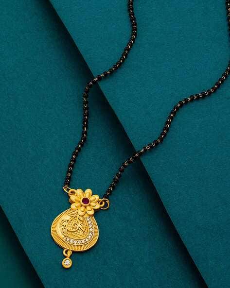 BV2880MS Gold-Plated American Diamond-Studded Mangalsutra