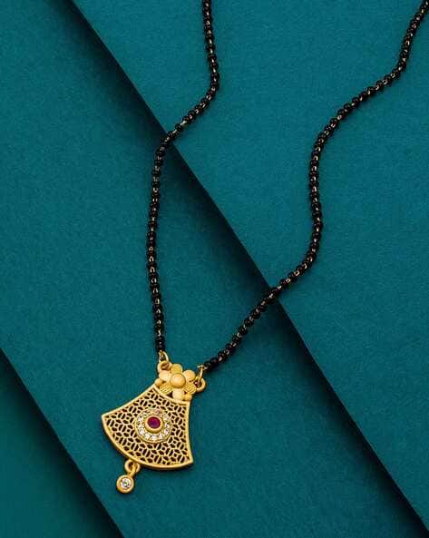 BV2881MS Gold-Plated American Diamond-Studded Mangalsutra