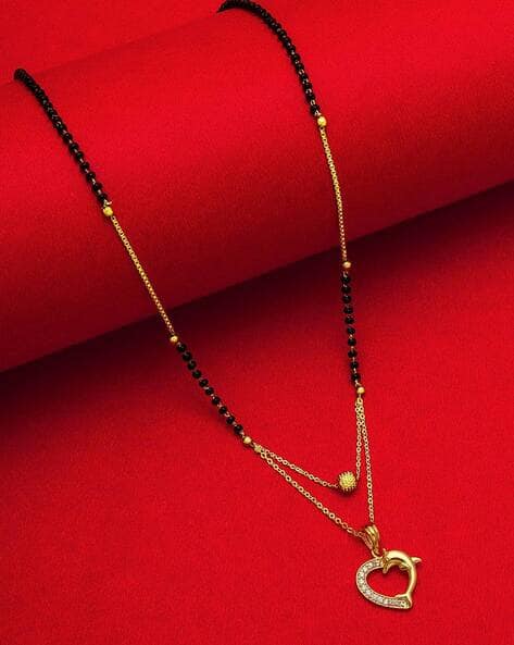 BV2792MS Gold-Plated American Diamond-Studded Mangalsutra