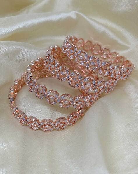 Set of 2 Gold-Plated Stone-Studded Bangles