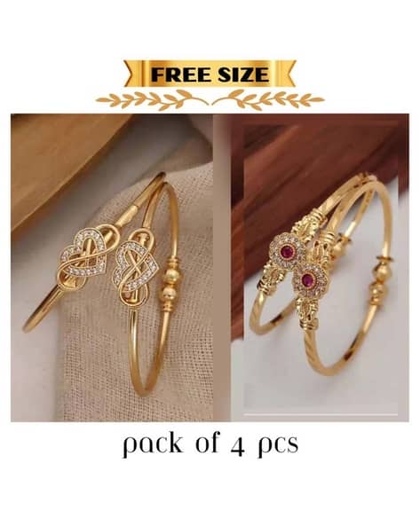 Women Pack of 4 Stone Studded Bangle