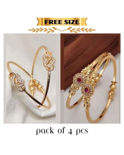 Women Pack of 4 Stone Studded Bangle
