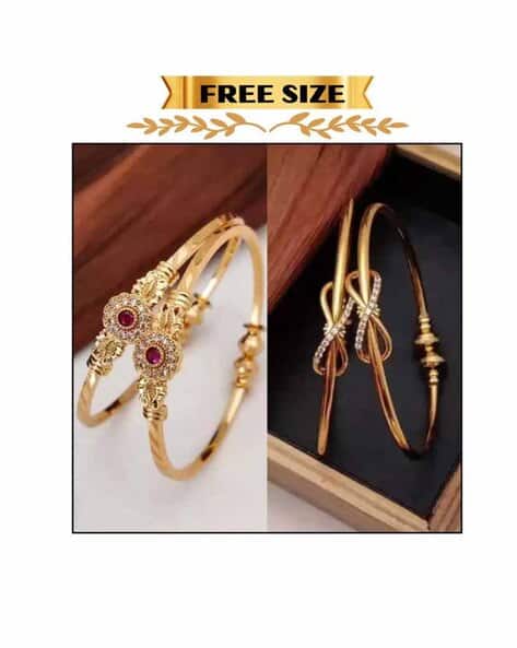 Women Set of 4 Gold-Plated Stone-Studded Bangles