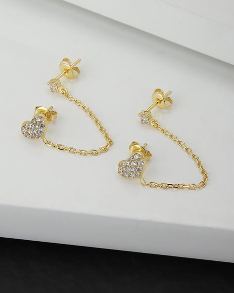 Gold-Plated Heart Shaped Stud Earrings