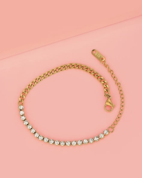 Gold-Plated Stone-Studded Bracelet