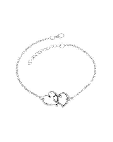 Double Heart Shaped Silver-Plated Anklets