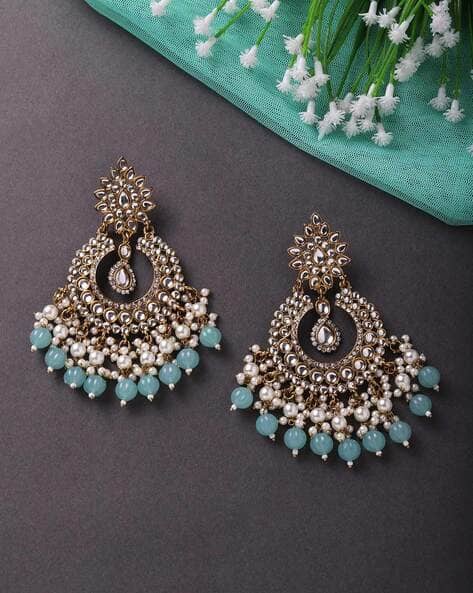 Gold-Plated Kundan-Studded Chandbali Earrings