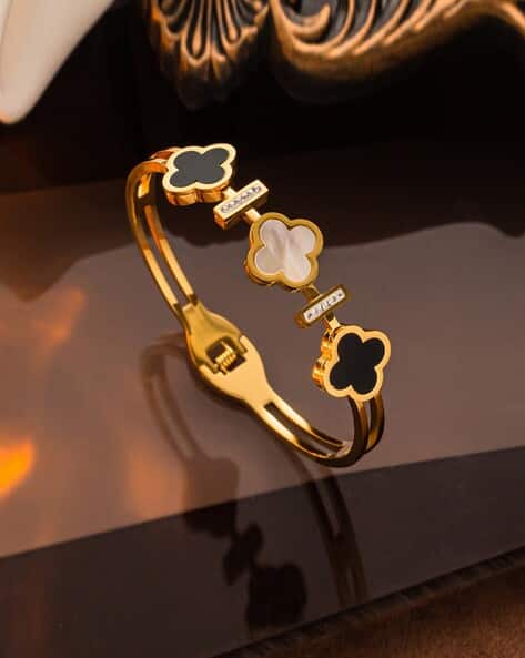 Diamond-Studded Gold-Plated Bracelet