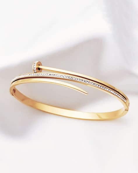 Diamond-Studded Gold-Plated Bracelet