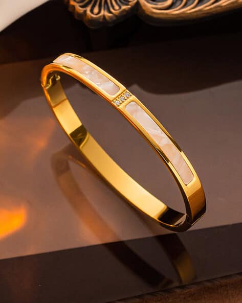 Gold-Plated Stone-Studded Cuff Bracelet