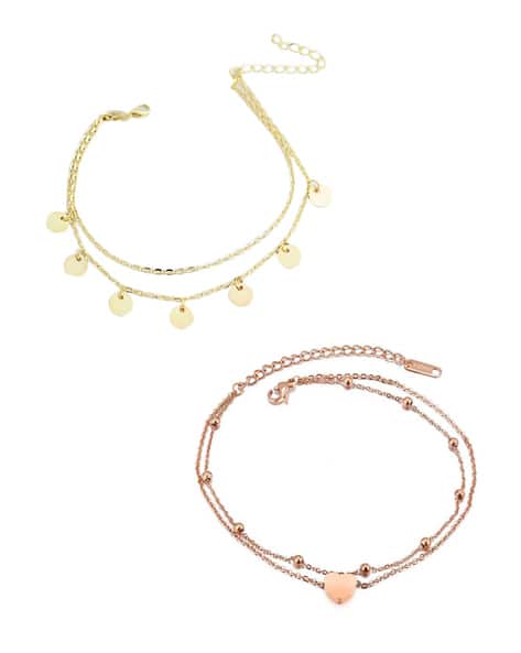 AJD13ASN4-Set of 2 Bi-Layer Anklets