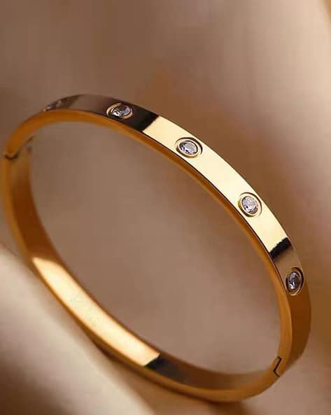 American Diamond-Studded Slip-On Bracelet