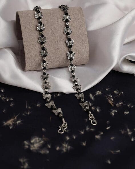 Pack of 2 Women Pearl-Beaded Anklets with Hook Closure