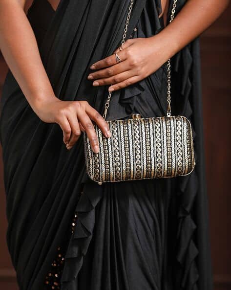 Embellished Clutch with Chain Strap