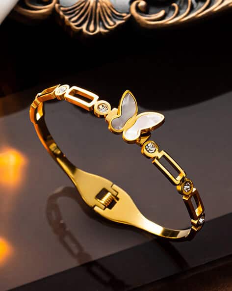 Gold-Plated American Diamond-Studded Link Bracelet