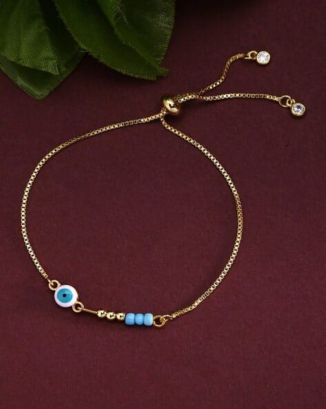 Gold- Plated Evil Eye Beaded Bracelet