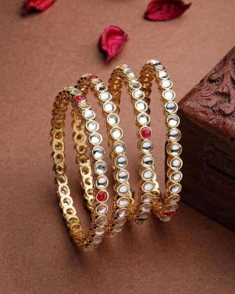 Kundan-Studded Slip-On Bangles