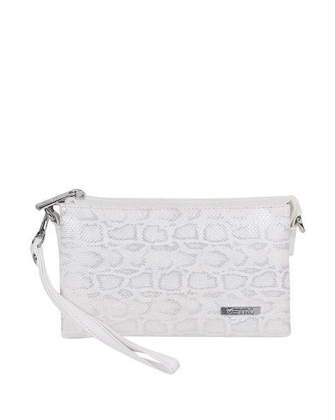 Women Reptilian Print Wristlet with Detachable Strap