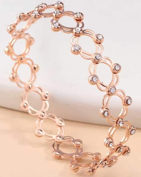 Women Sterling Silver Rose Gold-Plated Ring Cum Bracelet