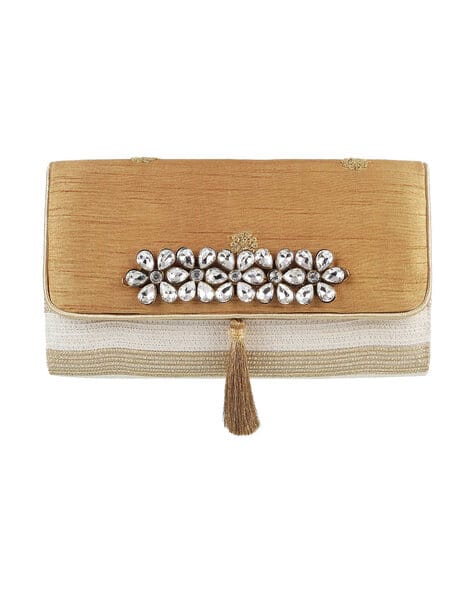 Embellished Clutch with Tassel