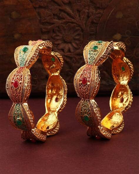 Gold-Plated Stone-Studded Bangles