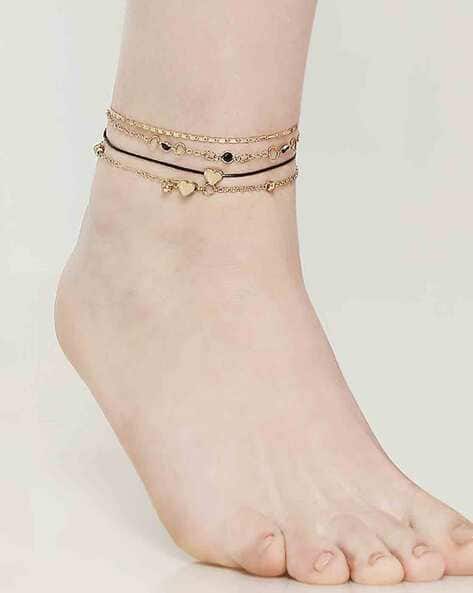 AFJ7-Set of 4 Gold-Plated Anklets