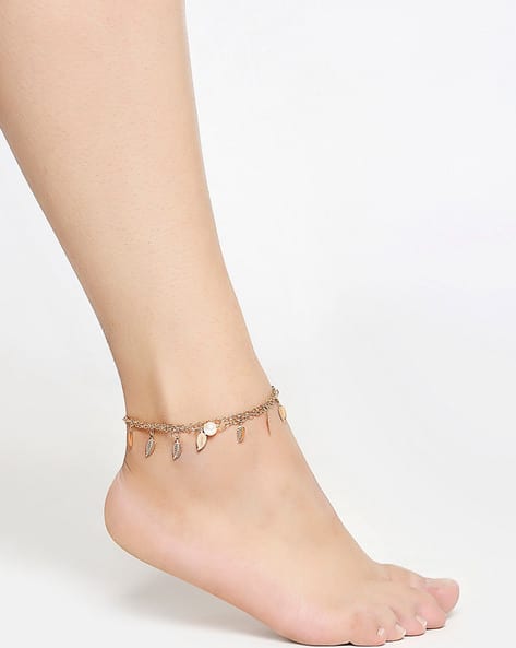 Gold Plated Pearl Anklets