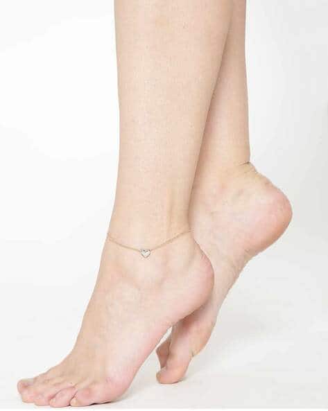 AJD4AFJ4-Beaded Gold & Silver Toned Anklets