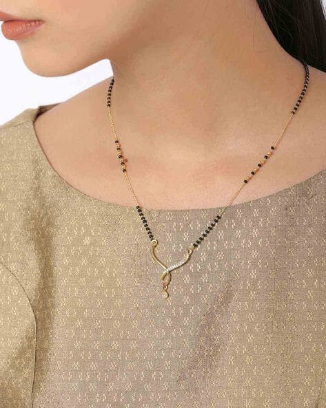 Gold-Plated American Diamond Studded Mangalsutra