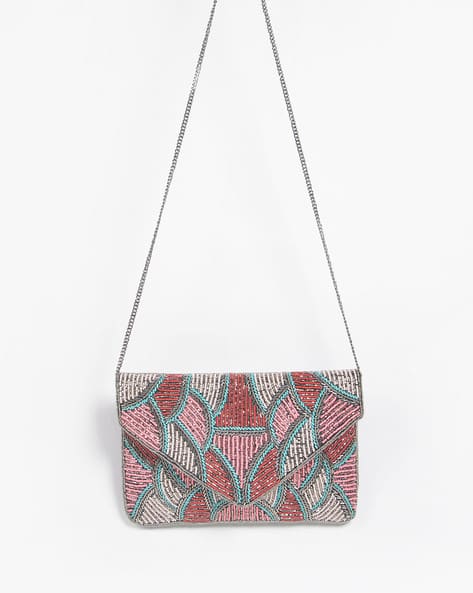 Beaded Clutch with Chain Strap