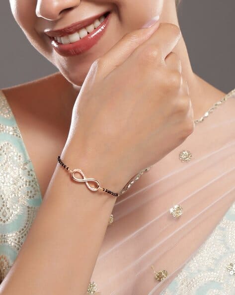 Gold-Plated Infinity Cubic Zirconia Studded Mangalsutra Bracelet