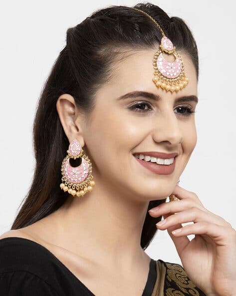 11391MTER Meenakari Danglers with Mangtika