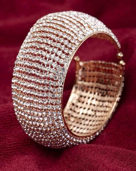 11430B Gold-Plated Crystal-Studded Cuff Bracelet