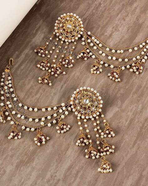9611ER Gold-Plated Beaded Kanakti Jhumka Earrings