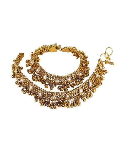 Gold-Plated Kundan Anklet